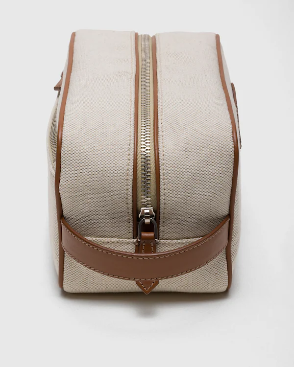 Devon Linen Blend and Leather Pouch