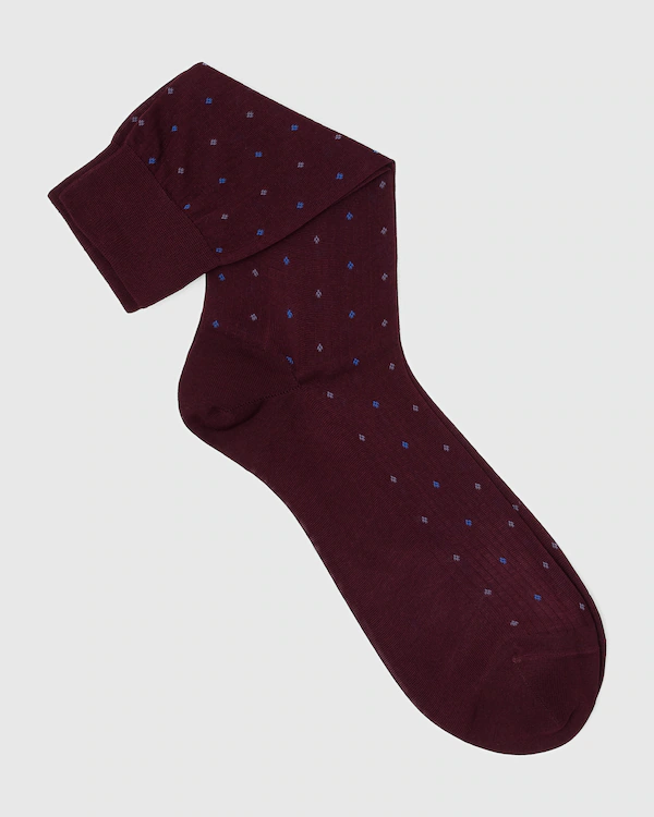 Contrast Diamond Socks Cotton Dot Short
