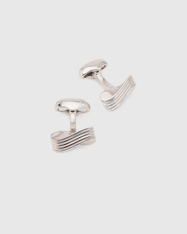 Wave Cufflink Rhodium Plated Wave