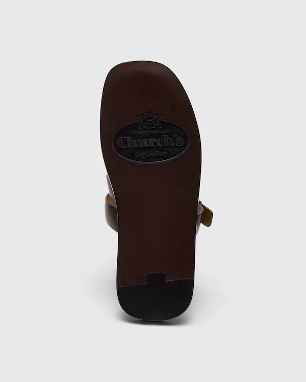 Oban Calfskin Mule Sandal with Antique Finish