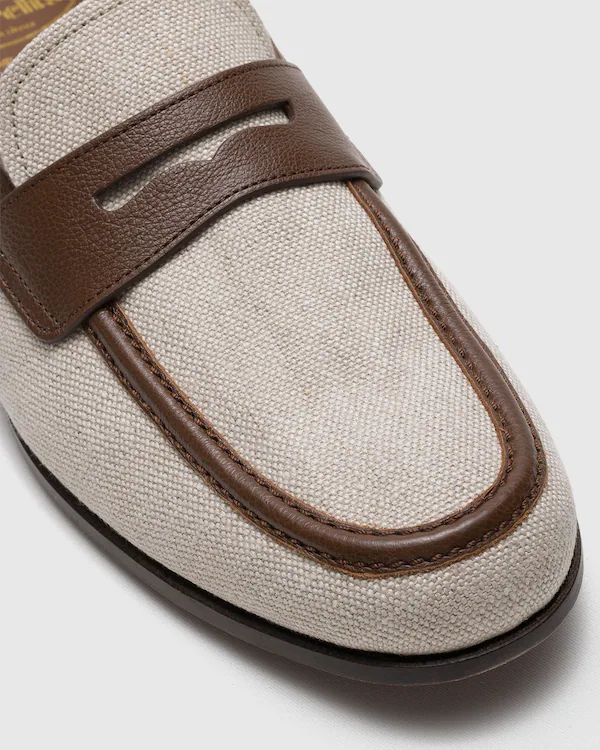 Rother Linen and Fumé Brushed Leather Loafer