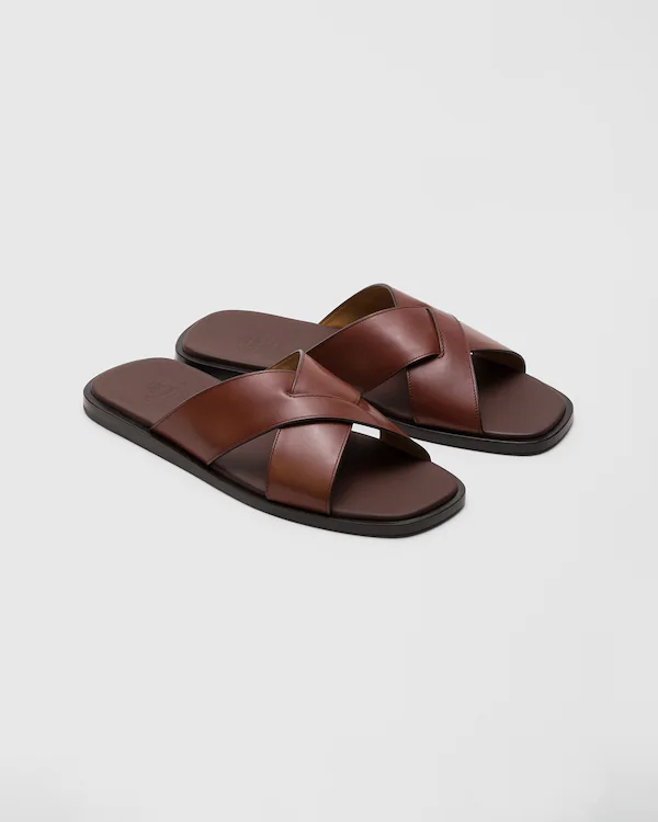 Ockley Bleached Calfskin Crisscross Sandal