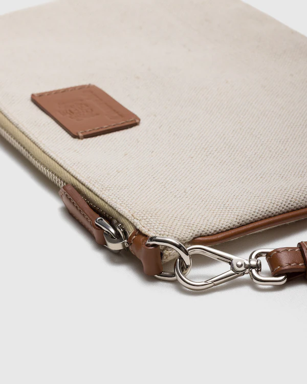 Pouch Linen Blend and Leather Pouch